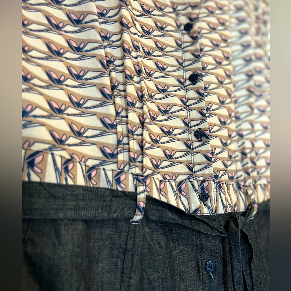 3 STONES | Business dress - heart print/stretchy denim - Easter/special occasion